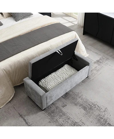 Flynama 48" Button-Tufted Storage Ottoman, 350 lbs