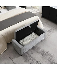 Flynama 48" Button-Tufted Storage Ottoman, 350 lbs