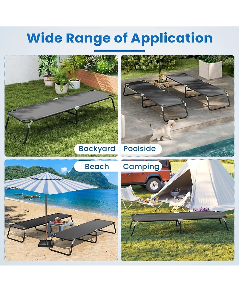 Gymax Folding Camping Bed Outdoor Portable Military Cot Sleeping Hiking Travel