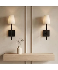 Bell + Howell Set of 2 Fabric Smooth Shade Dimmable Led Rechargeable Cordless Touch Control Lights Wall Sconces