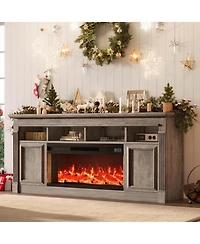 homfan 68" Farmhouse Electric Fireplace Tv Stand, Entertainment Center with Open Storage Cabinets for TVs up to 75", Media Console for Living Room