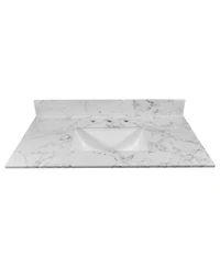 Sillysis 31/37/43 Inch Carrara Marble Stone Vanity Top with Ceramic Undermount Sink and Backsplash