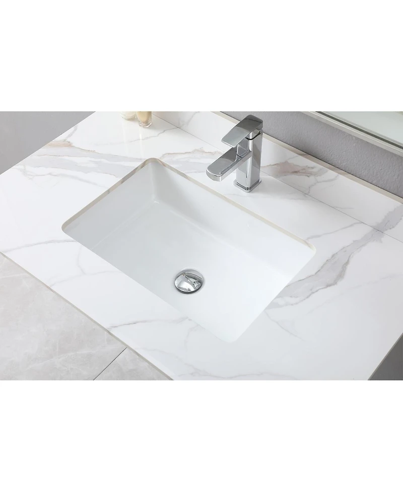 Sillysis Sintered Stone Vanity Top with Backsplash, Rectangular Undermount Sink, Pre-Drilled Faucet Hole