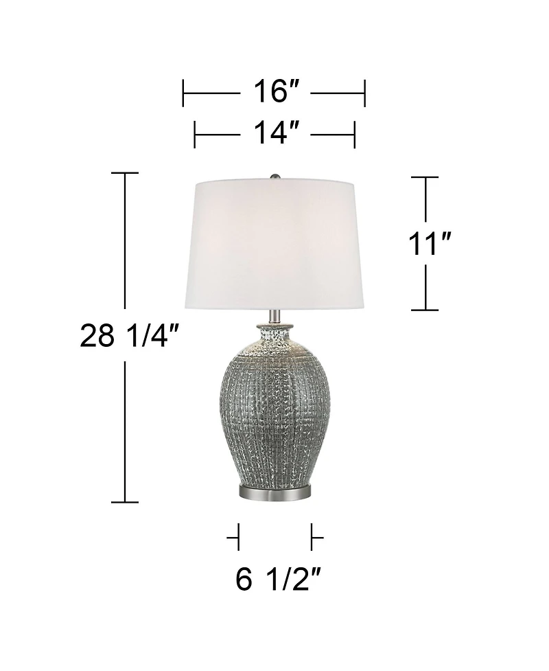 360 Lighting Dylan 28 1/4" Tall Modern End 3-Way Table Lamp Textured Glaze Finish Ceramic Single White Shade Living Room Bedroom