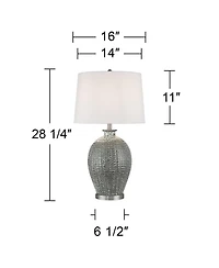 360 Lighting Dylan 28 1/4" Tall Modern End 3-Way Table Lamp Textured Glaze Finish Ceramic Single White Shade Living Room Bedroom