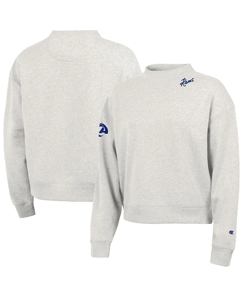 Champion Women's Gray Los Angeles Rams Triumph Fleece Mock Neck Tri-Blend Sweatshirt