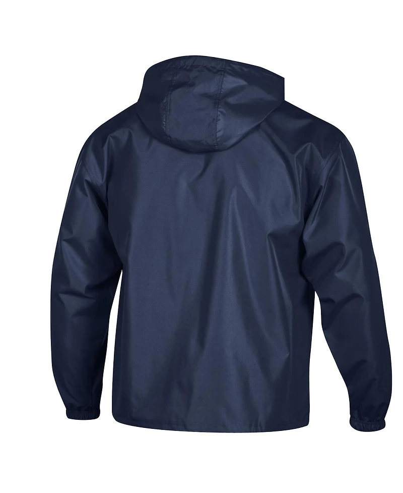Champion Men's Navy Michigan Wolverines Packable Hooded Windbreaker Half-Zip Jacket