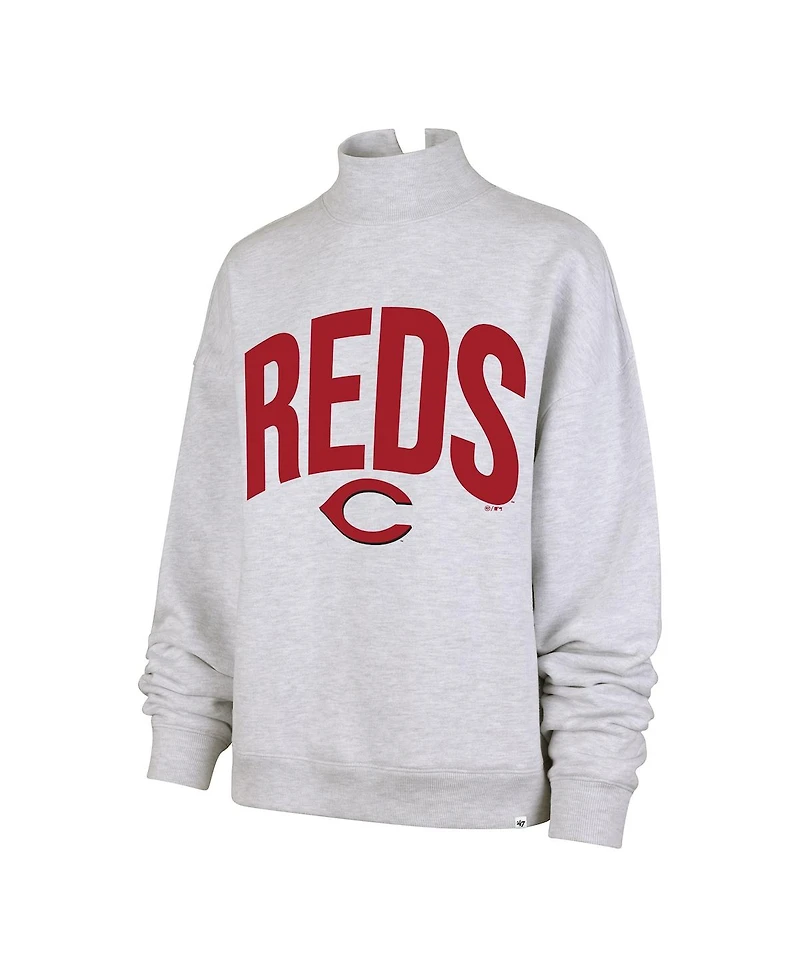 '47 Brand Women's Heather Gray Cincinnati Reds Subtle Muse Mock Neck Sweatshirt
