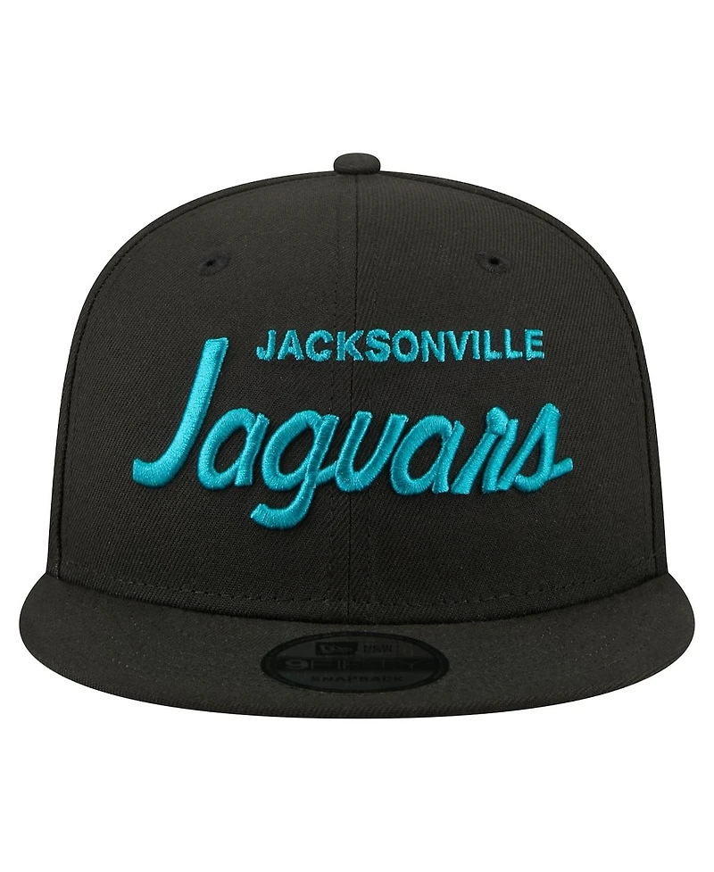 New Era Men's Black Jacksonville Jaguars Core Team Script 9FIFTY Snapback Hat