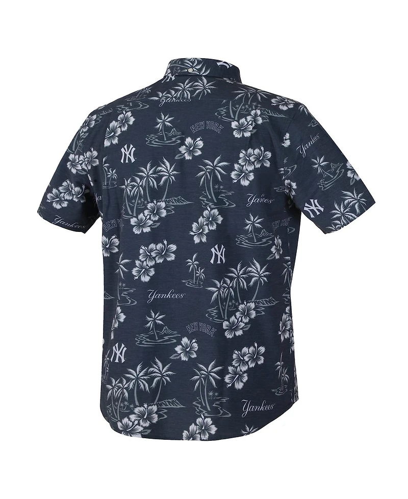 Reyn Spooner Men's Navy New York Yankees Kekai Performance Button-Down Tri-Blend Top