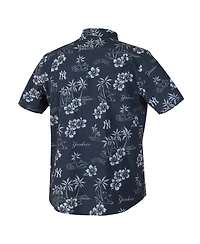Reyn Spooner Men's Navy New York Yankees Kekai Performance Button-Down Tri-Blend Top