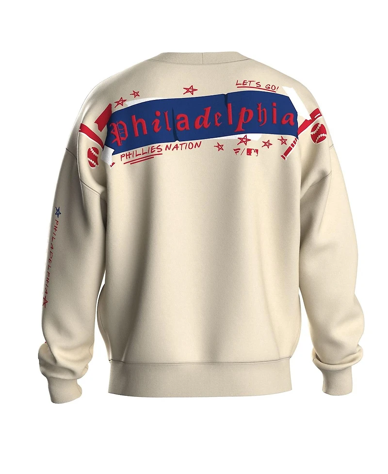 Fanatics Women's Beige Philadelphia Phillies Graffiti Fleece Sweatshirt