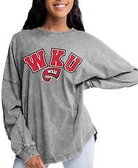 Gameday Couture Women's Gray Western Kentucky Hilltoppers Faded Wash Pullover Sweatshirt