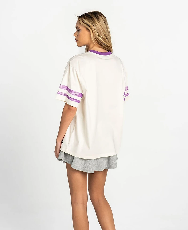 The Wild Collective Women's White Los Angeles Sparks Drop-Shoulder Oversized T-Shirt