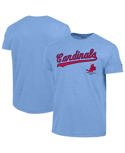 Champion Men's Light Blue St. Louis Cardinals Cooperstown Wordmark Lockup Tri-Blend T-Shirt