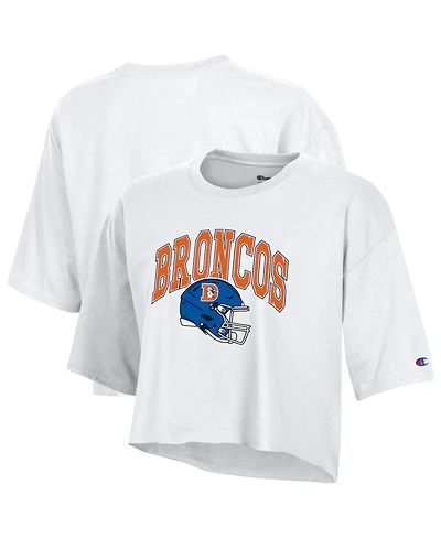 Champion Women's White Denver Broncos Boyfriend Cropped T-Shirt