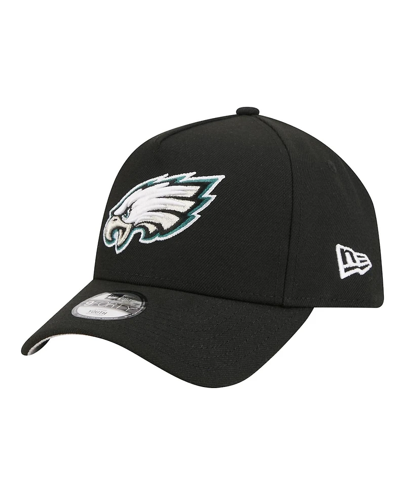 New Era Big Boys and Girls Black Philadelphia Eagles 9FORTY A-Frame Adjustable Hat