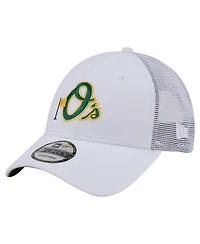 New Era Men's White Baltimore Orioles Flag 9FORTY Trucker Adjustable Hat