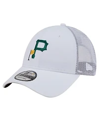 New Era Men's White Pittsburgh Pirates Flag 9FORTY Trucker Adjustable Hat