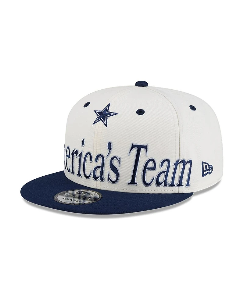New Era Men's Cream Dallas Cowboys Oversized Slogan 9FIFTY Snapback Hat