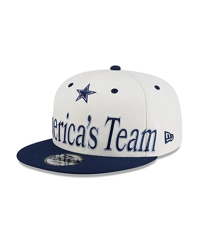 New Era Men's Cream Dallas Cowboys Oversized Slogan 9FIFTY Snapback Hat