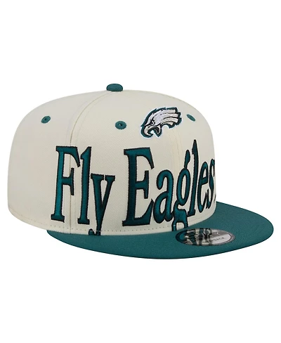 New Era Men's Cream Philadelphia Eagles Oversized Slogan 9FIFTY Snapback Hat