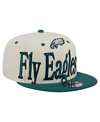 New Era Men's Cream Philadelphia Eagles Oversized Slogan 9FIFTY Snapback Hat