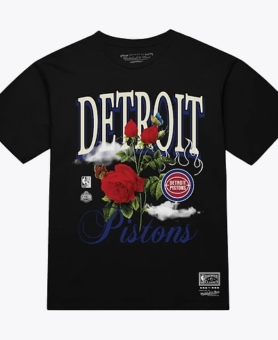 Mitchell & Ness Men's and Women's Black Detroit Pistons Floral Graphic T-Shirt