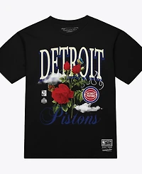 Mitchell & Ness Men's and Women's Black Detroit Pistons Floral Graphic T-Shirt