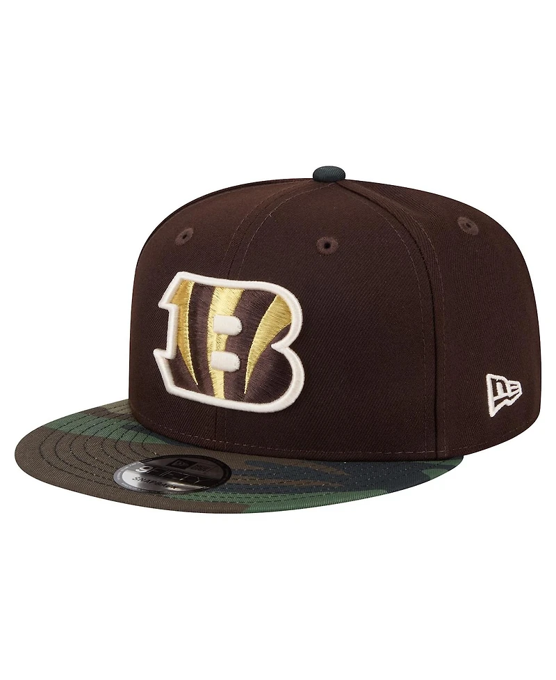 New Era Men's Dark Brown Cincinnati Bengals Burnt Wood Camo 9FIFTY Snapback Hat
