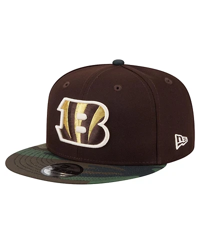 New Era Men's Dark Brown Cincinnati Bengals Burnt Wood Camo 9FIFTY Snapback Hat