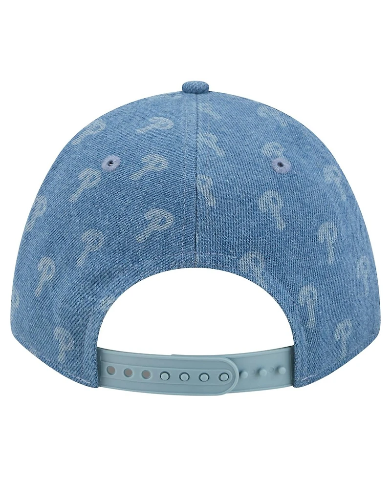 New Era Men's and Women's Denim Philadelphia Phillies A-Frame 9FORTY Adjustable Hat