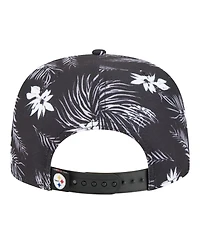 New Era Men's Black Pittsburgh Steelers Palm Print A-Frame 9FIFTY Snapback Hat