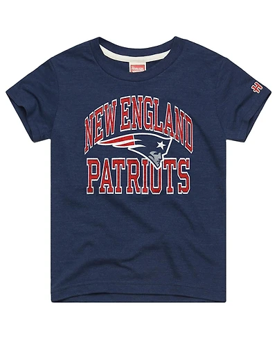 Homage Big Boys and Girls Navy New England Patriots Arch Tri-Blend T-Shirt