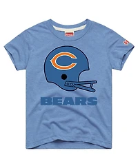 Homage Big Boys and Girls Light Blue Chicago Bears Helmet Tri-Blend T-Shirt