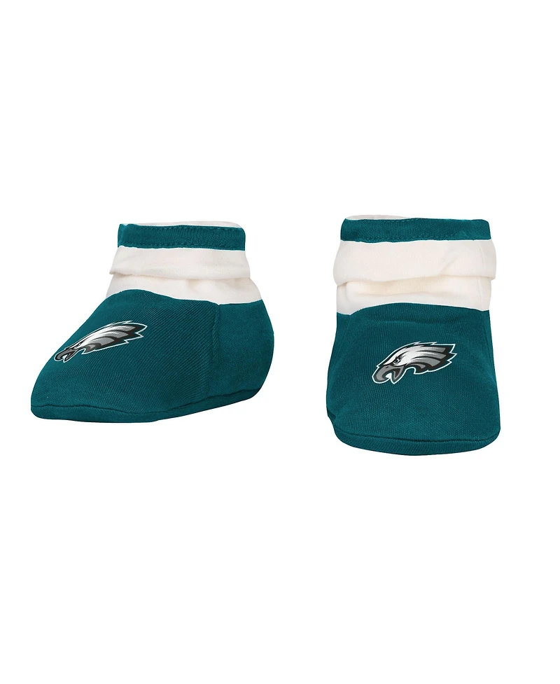 Outerstuff Boys and Girls Philadelphia Eagles Up One 3 Piece Bodysuit Bib Booties Set