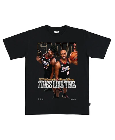 Slam Men's and Women's Vj Edgecombe Tyrese Maxey Black Philadelphia 76ers Cover T-Shirt