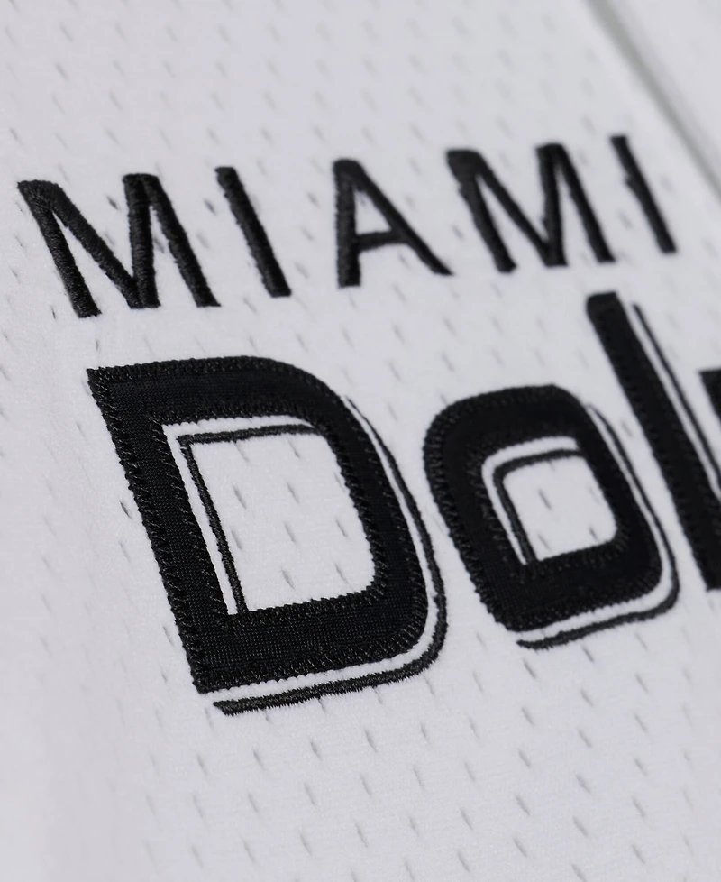 Mitchell & Ness Men's White Miami Dolphins Monochrome Mesh Full-Button Baseball Jersey