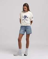Mitchell & Ness Women's Cream San Francisco Giants Cooperstown Yacht Rock Boxy Cropped T-Shirt