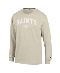 Champion Men's Heather Oatmeal New Orleans Saints White Ink Jersey Long Sleeve T-Shirt