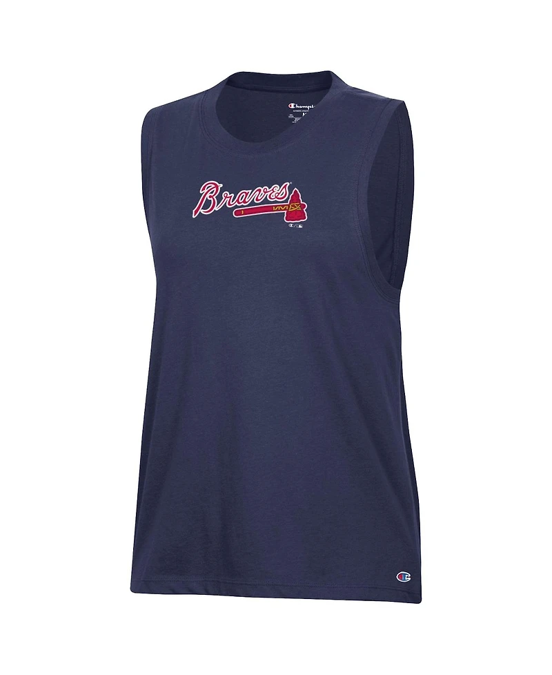 Champion Women's Navy Atlanta Braves Muscle Tank Top