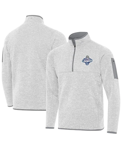 Antigua Men's Heather Gray Los Angeles Dodgers Back-to-Back World Series s Fortune Quarter-Zip Pullover Hoodie