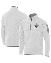 Antigua Men's Heather Gray Los Angeles Dodgers Back-to-Back World Series s Fortune Quarter-Zip Pullover Hoodie