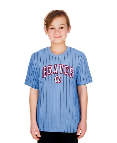 New Era Big Boys and Girls Blue Atlanta Braves 2026 City Connect Pinstripe T-Shirt