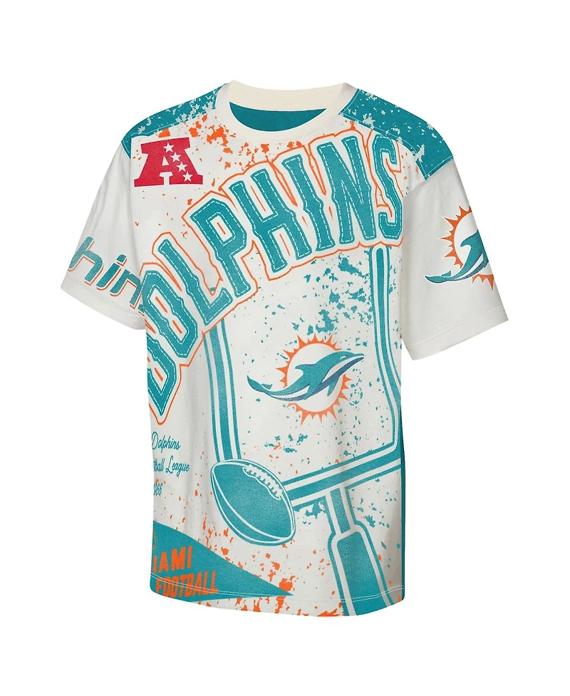 Outerstuff Big Boys and Girls Cream Miami Dolphins Top Player T-Shirt