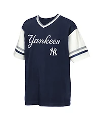 Outerstuff Big Boys and Girls Navy New York Yankees League Base Runner Ringer T-Shirt
