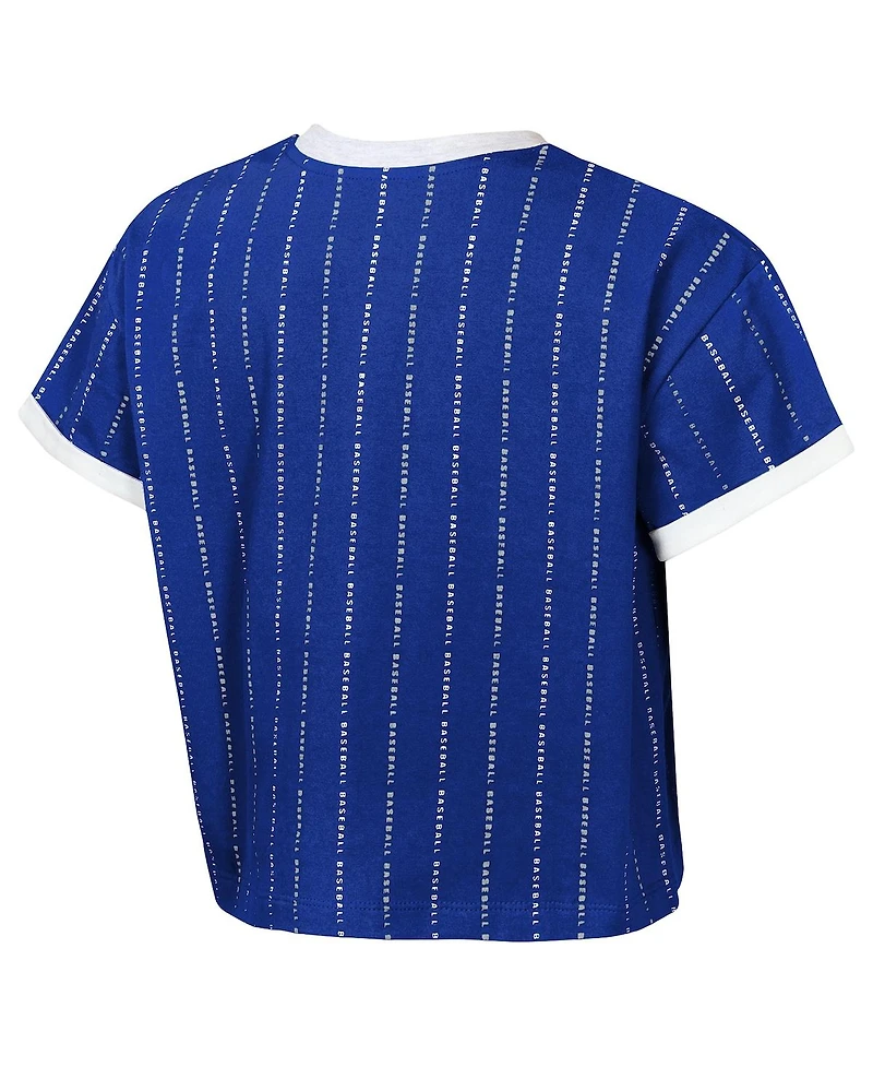 Outerstuff Big Girls Royal Los Angeles Dodgers Tech Keeper Fashion T-Shirt