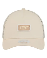 New Era Women's Light Beige Boston Red Sox Tonal Patch 9FORTY M-Crown A-Frame Trucker Adjustable Hat