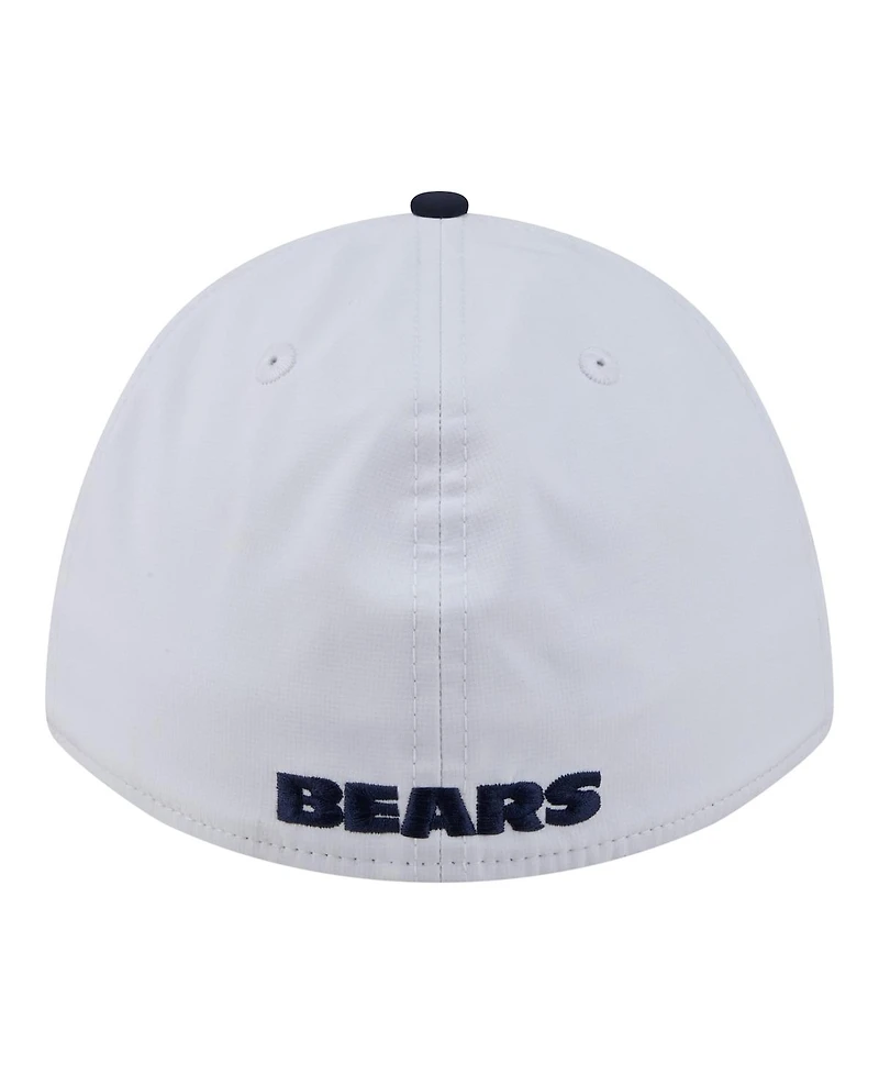 New Era Men's White/Navy Chicago Bears Patch 39THIRTY A-Frame M-Crown Perforated Flex Hat
