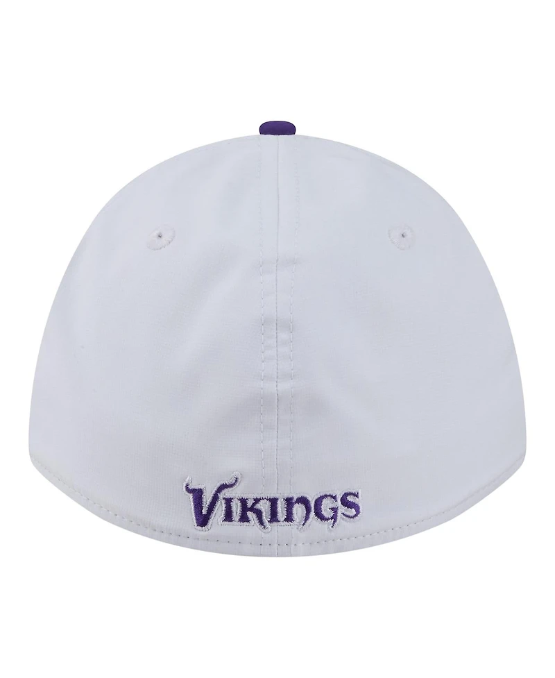 New Era Men's White/Purple Minnesota Vikings Patch 39THIRTY A-Frame M-Crown Perforated Flex Hat